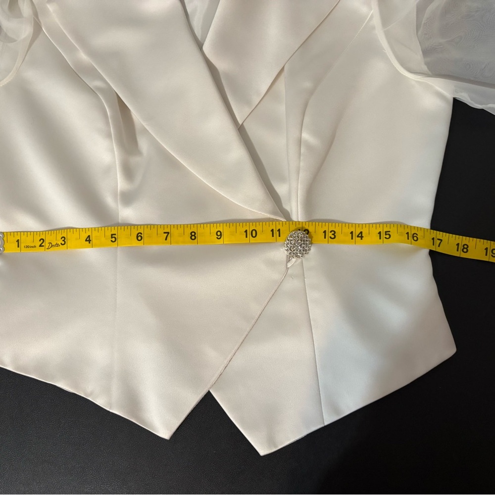 J.R.Nites by Caliendo tuxedo jacket/blouse white size 10 - Picture 9 of 13